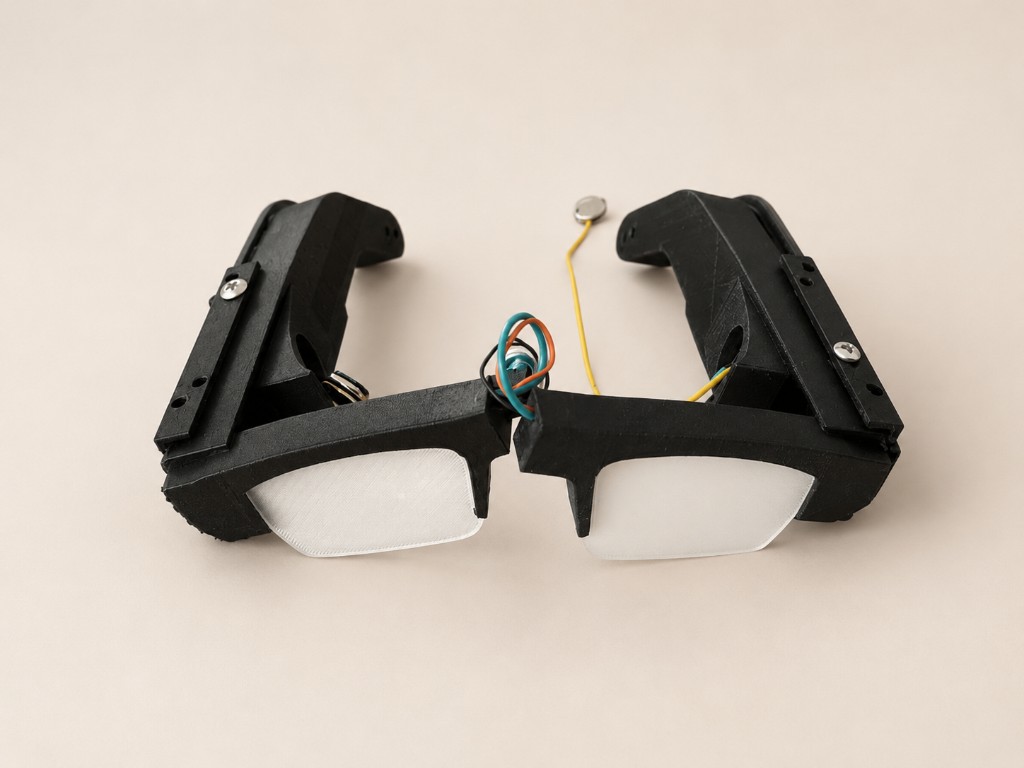 VisionLens eye-tracking prototype glasses with EOG electrodes
